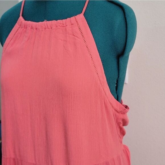 SO Salmon Coral Maxi Dress Sleeveless Tide Back Summer Rayon Dress Size XXL - Picture 4 of 11